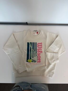 Wilson Cream Graphic Tennis Crewneck Sweatshirt